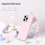 iPhone 16 Pro 6.3" Slim Liquid Silicone Case, Shockproof, Soft Gel, Chalk Pink