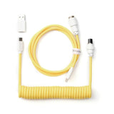 Custom Coiled Aviator Cable, Yellow, 5-Pin (Gx12) Detachable Metal Connector, Usb-C To Usb-C With Usb-A Adapter, Durable Braided Cable For Mechanical Keyboards, Charging & Data Transfer