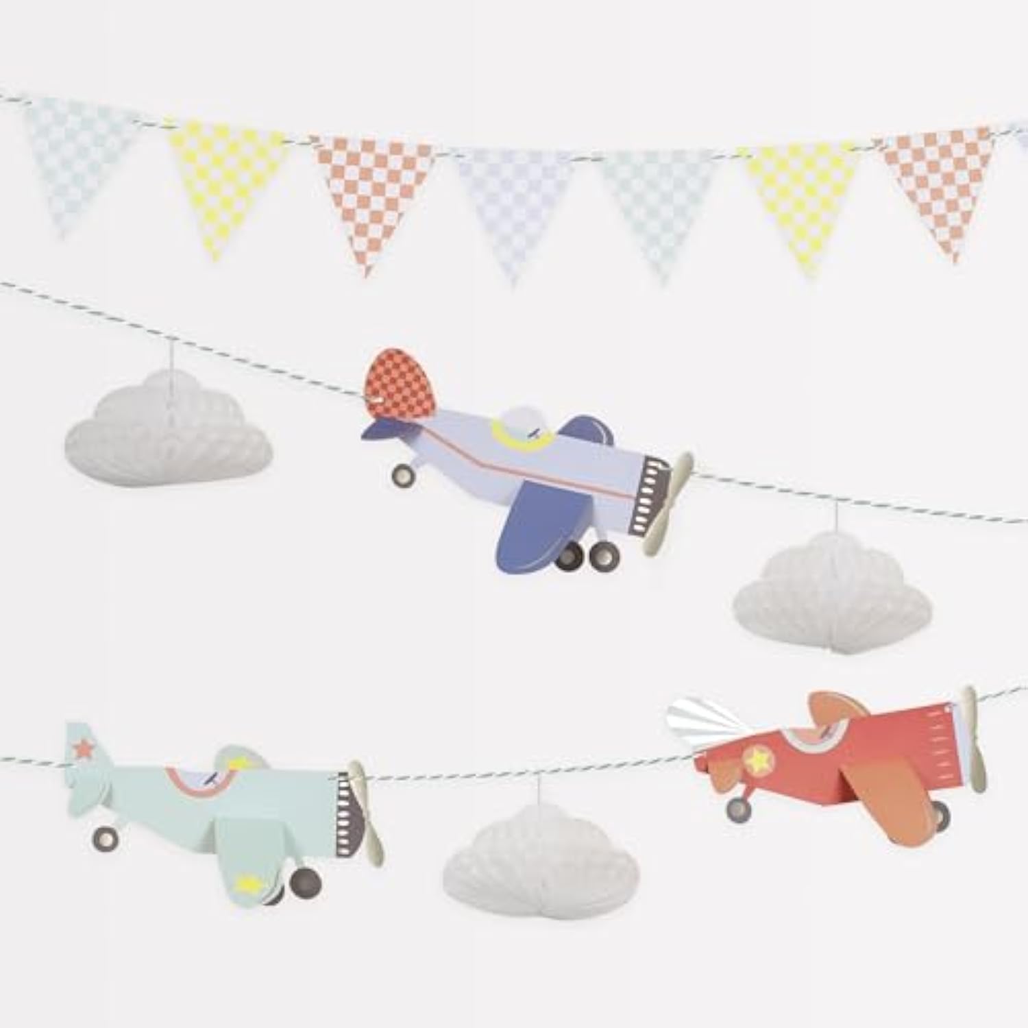 Meri Meri Planes Party Banner (Pack of 1). 7' Party Garland (11' including excess cord), Meri Meri Airplane Party Decorations