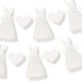 Pre-Strung White Wedding Dress Banner Sign 9.8FT, Glitter Paper