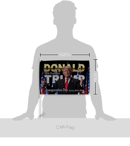 Inauguration Day 2025 Flag Trump Car Flags Bandera Para Carros Window Clip Pole Mount Kit President 47 Auto Decor MAGA Decorations Make America Great Again Republican Gift Made In USA