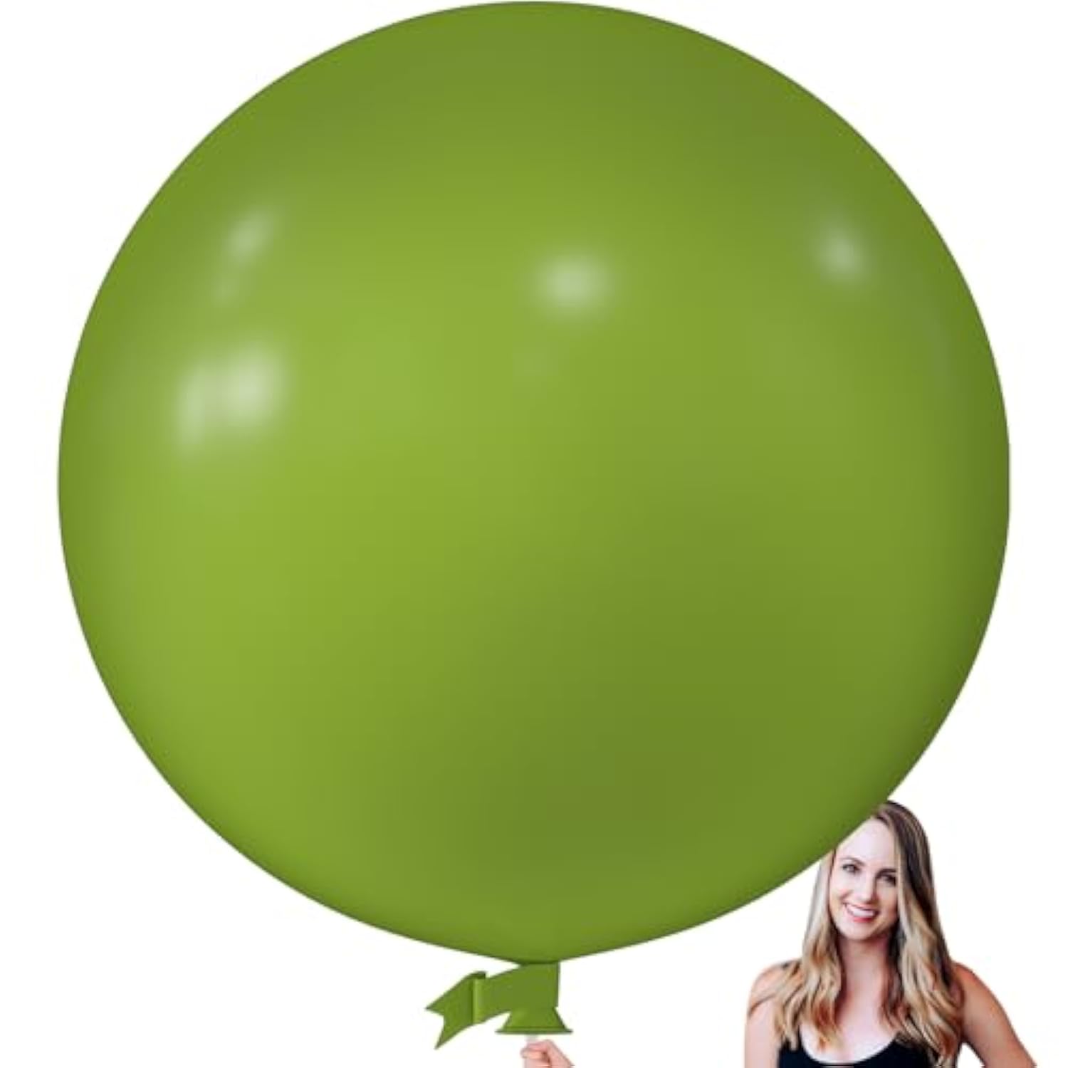 36 Inch Giant Retro Olive Green Balloons, 6 Pack Large Round Retro Olive Green Latex Balloons For Anniversary, Birthday, Christmas, Wedding, Baby Shower Party Decorations