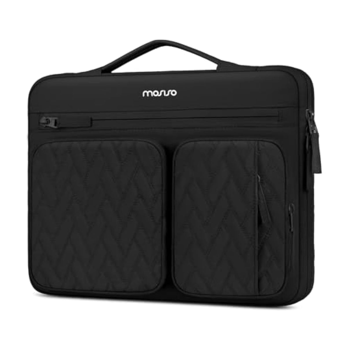 MOSISO 360 Protective Laptop Case 15.6 inch, 15-16 inch Laptop Sleeve Compatible with MacBook Pro 16, HP Acer Dell Lenovo ASUS Notebook, Parallelogram Quilted Bag with Raised&Horizontal Pockets, Black
