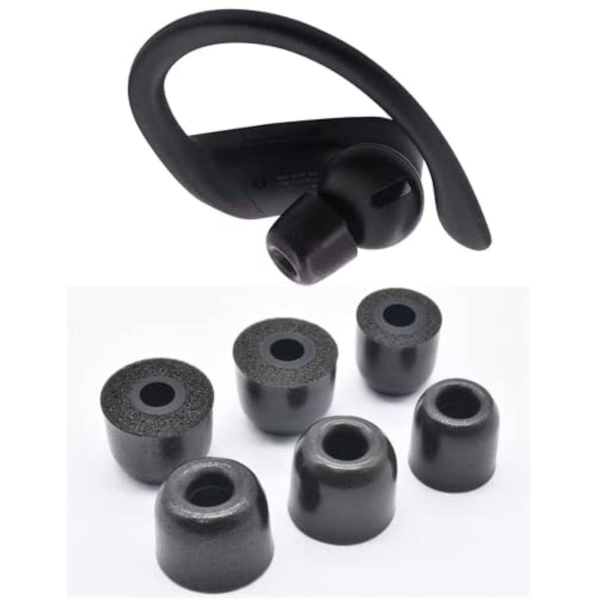 Replacement Memory Foam Earbud Tips For Beats Powerbeats Pro, Powerbeats, Flex Earphones (Black)