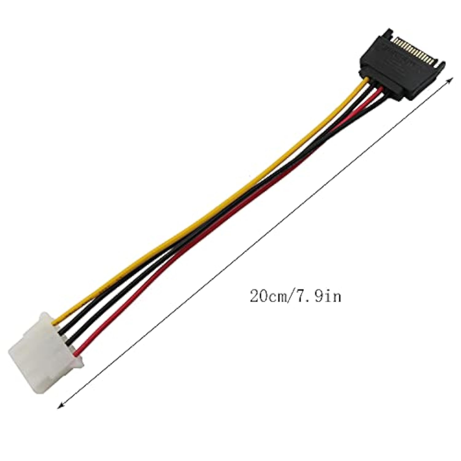 Sata Power Cable Adapter 3Pcs 8Inch Sata 15 Pin Male To Molex Lp4 Female Power
