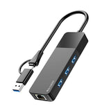 All-Lucky Usb To Ethernet Adapter, 4 In 1 Usb C To Ethernet Adapter Hub With 3 X Usb 3.0 Port/Gigabit Internet Port, High-Speed Network Hub Compatible For Imac,Macbook Proipad Proxps