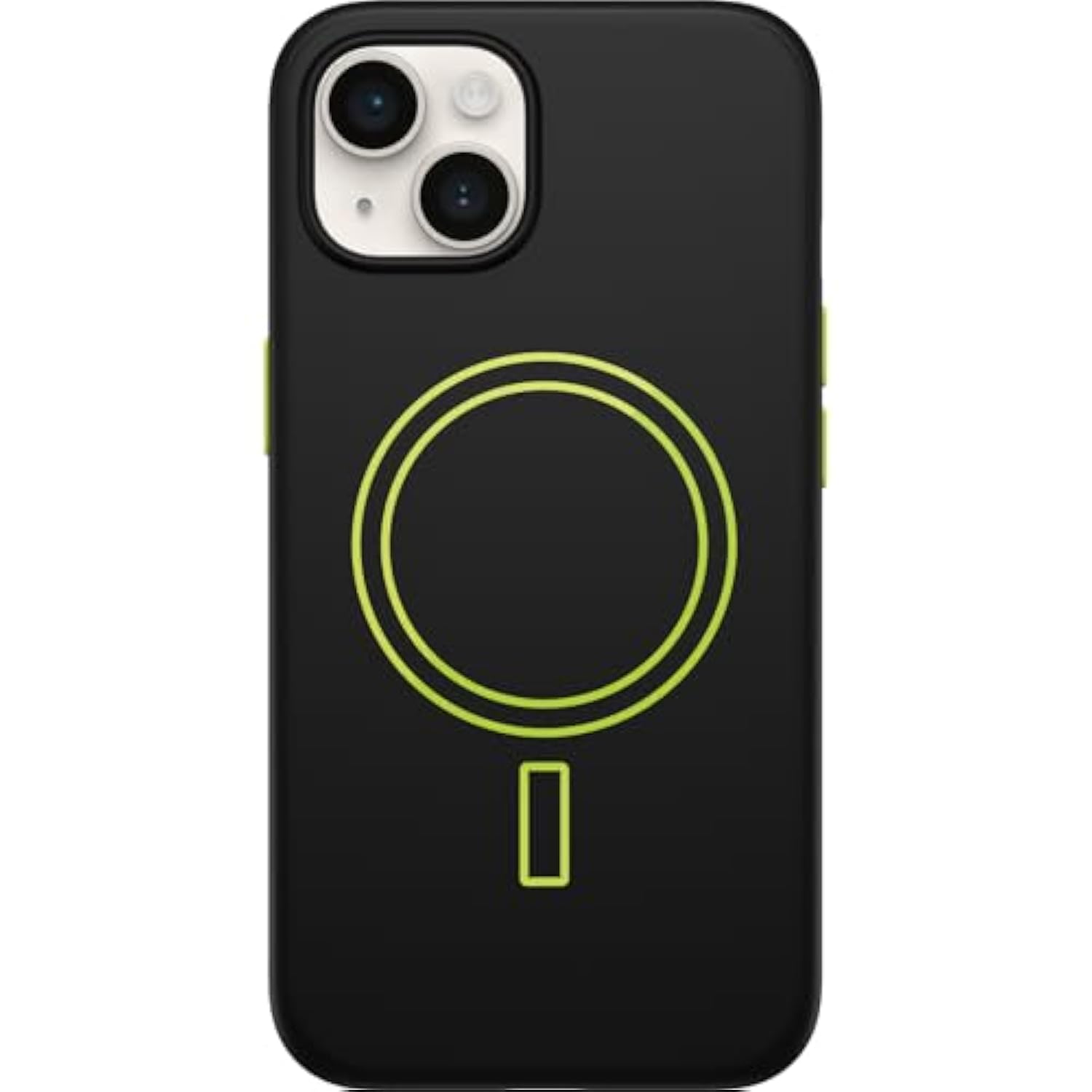 OtterBox iPhone 14 Colorful Grip Case - Electric Vibes (Black/Lime Green), Snaps to MagSafe, Ultra-Sleek, Raised Edges Protect Camera & Screen