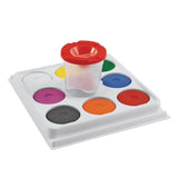 Plastic Tempera Paint Tray Palette With 8 Paint Cakes And Brush And Cup Holders
