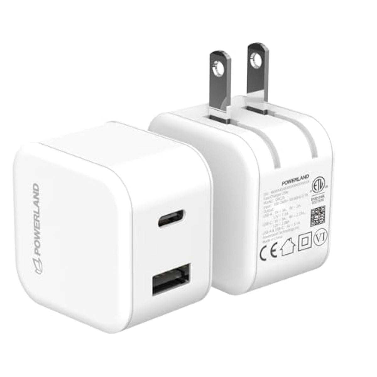 USB C Charger Block 25W,2 Pack Compact Foldable Plug PD PPS Fast Charger Adapter Compatible with iPhone 15/15 Plus/14/13/12,MacBook Pro/Air,iPad/iPad mini and More