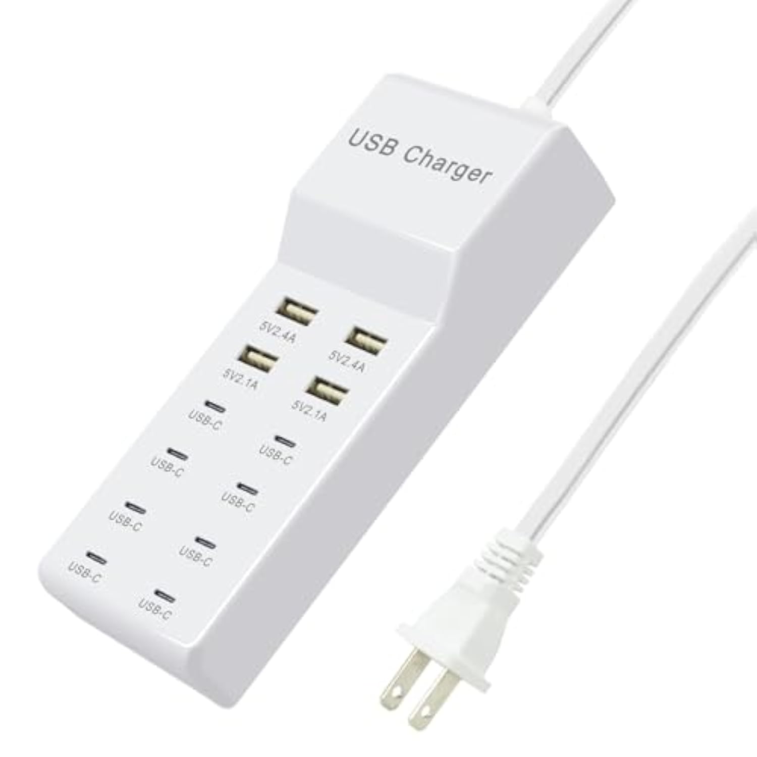 Multi-Port Usb C Charging Station - Fast Charger For Iphone 15/14, Samsung Galaxy, Ipad And Tablets - Desktop Home Usbc Charger Hub With Ul Certification And Safety Travel Protection White