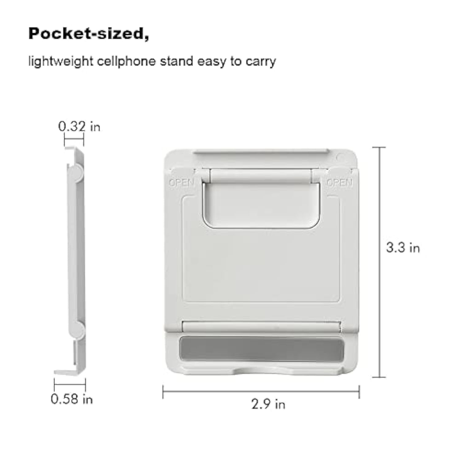 2 Pack Portable Cell Phone Stand Holder For Desk, Foldable Pocket-Sized Mount, Universal Adjustable Desktop Mobile Phone Kickstand Compatible With Iphone Ipads Kindle Android Black & White