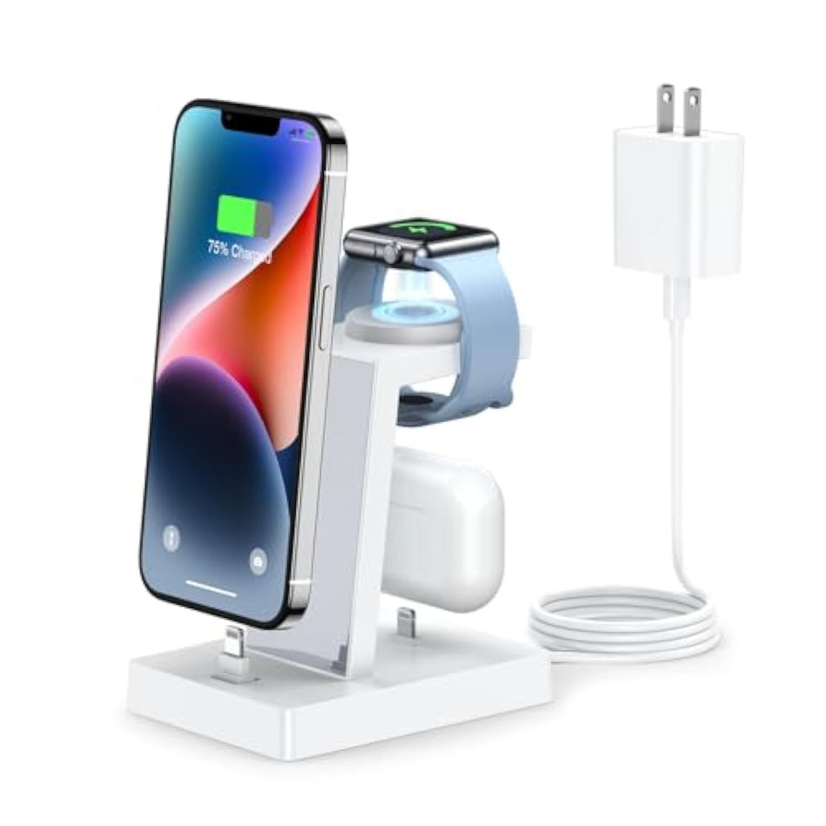 30W Fast Charging Station For Multiple Devices - 3 In 1 Charger Stand For Apple Watch Series 8/7/6/5/4/3/2/Se Charging Dock For Airpods Iphone 14/13/12/11 Pro X Max Xs Xr 8 7 Plus(Not For 15/16)