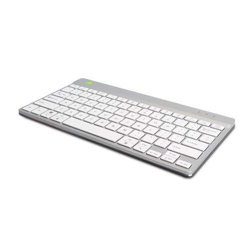 R-Go Compact Keyboard Bluetooth, With Break Software, Ergonomic Flat Design, Anti-Rsi, Compatible With Windows/Mac Os, Qwerty (Us), White