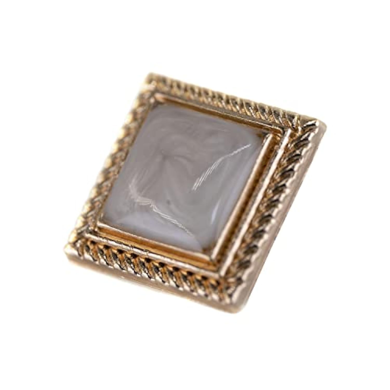 20 Pcs Vintage Square Gray Enamel Metal Shank Sewing Buttons For Coats