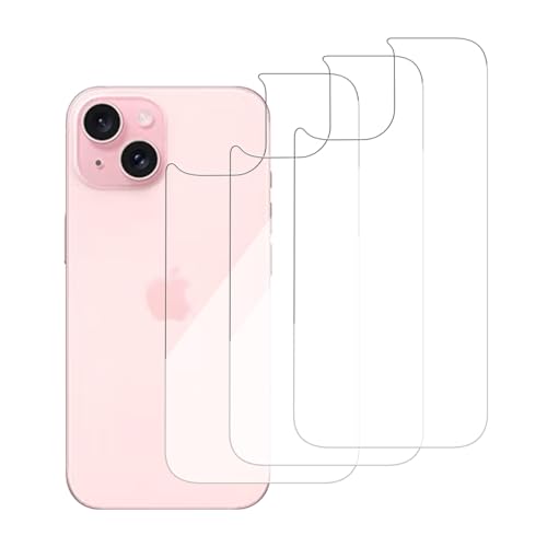 3 Pack Glass Back Screen Protector Compatible for iPhone 15/14 / 13 6.1 Inch 9H Hardness HD Back Tempered Glass, Scratch Resistant,Easy Install,rear