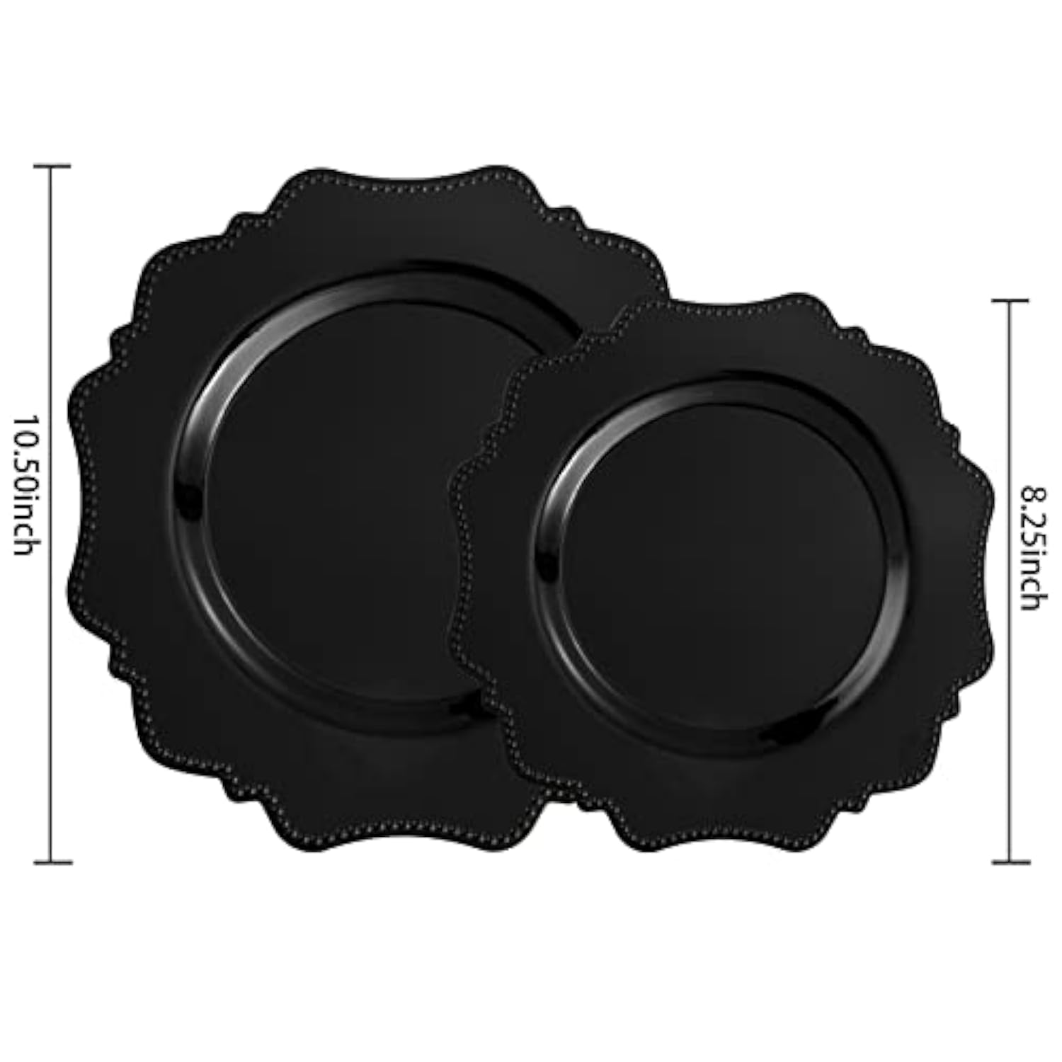 Black Plastic Plates Set,Heavy Duty Black Disposable Plates For 30 Guests,Include 30Pcs 10.5Inch Dinner Plates And 30Pcs 8.25 Inch Dessert Plates For Halloween Party/Wedding/New Year/Birthday