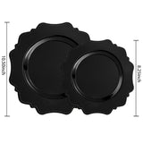 Black Plastic Plates Set,Heavy Duty Black Disposable Plates For 30 Guests,Include 30Pcs 10.5Inch Dinner Plates And 30Pcs 8.25 Inch Dessert Plates For Halloween Party/Wedding/New Year/Birthday