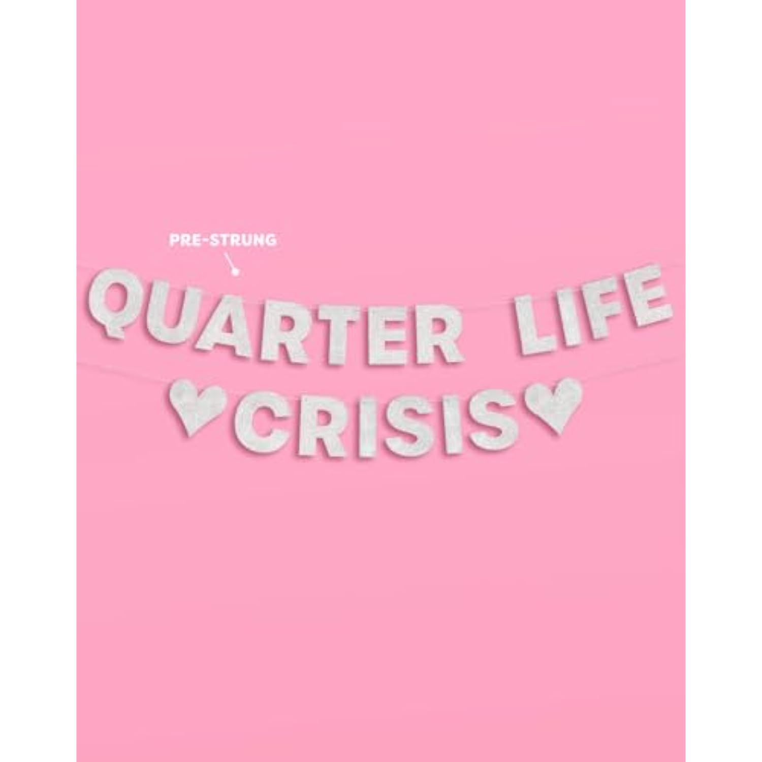 Quarter Life Crisis Banner - Silver Glitter, 4 Ft. | Fun Birthday Part