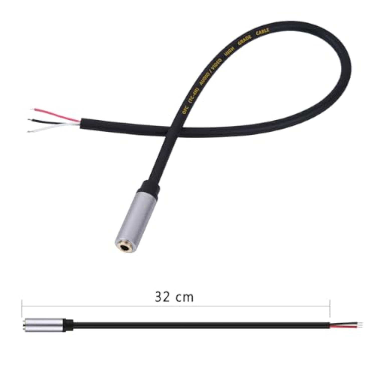 2-Pack Replacement 3.5Mm Female Jack To Bare Wire Open End Trs 3 Pole Stereo 1/8" 3.5Mm Jack Plug Connector Audio Cable For Headphone Headset Earphone Cable Repair