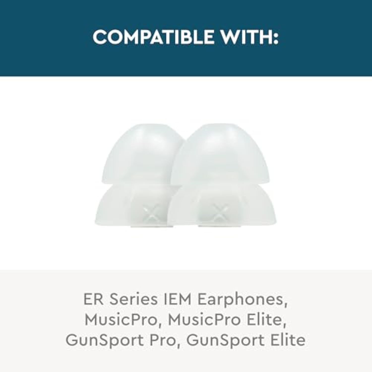 Dual Flange Silicone Eartips, Clear - 6 Pack - X-Large Fit