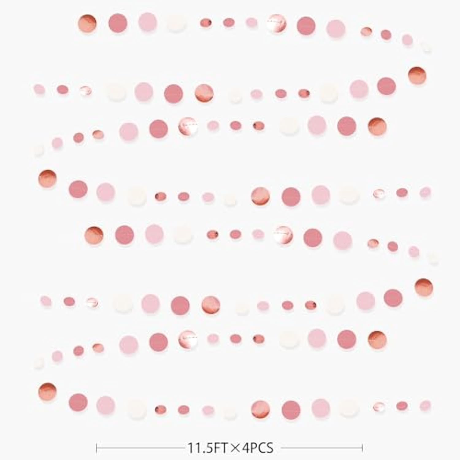 Rose Gold Party Decorations Dusty Pink Circle Dots Garland Blush Pink Hanging Paper Polka Dot Streamer For Birthday Wedding Bridal Shower Bachelorette Engagement Baby Shower Anniversary Party Supplies