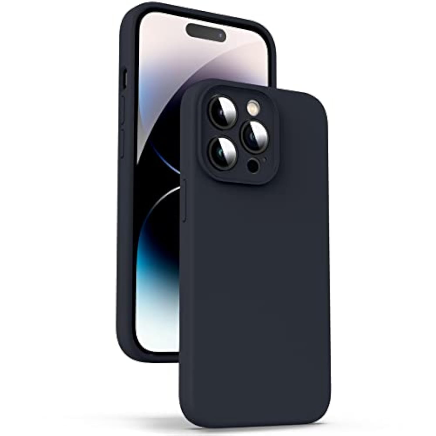 Liquid Silicone Case for iPhone 14 Pro, True Liquid Silicone, Anti Fingerprint, 4 Layer Phone Case Protective Cover, Full Coverage Around Camera & Built-in Microfiber, 6.1", Black
