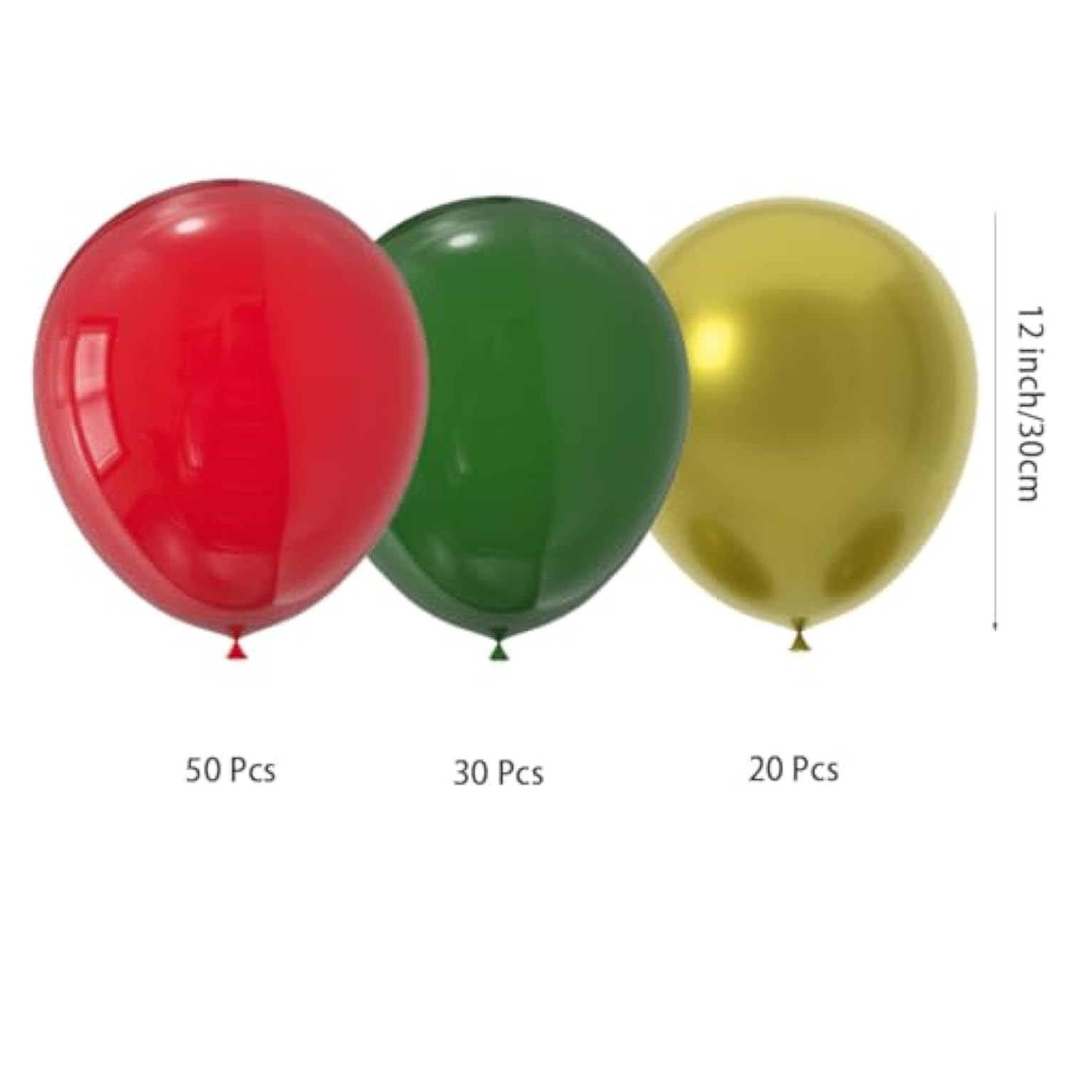 100-Pack 12-Inch Red, Green, and Gold Latex Balloons for Christmas and New Year