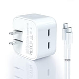 35W Dual Usb-C Port Compact Power Adapter Compatible With Iphone 16 Charger Adapter 15/14/13/12 Pro Max Plus Mini/Airpods Wall Charger Type C Fast Charging Block Include A C To C Cable For Ipad