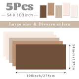 54 X 108 Inch Boho Tablecloths-5Pcs Gradient Brown Neutral Disposable Plastic Table Covers For Baby Shower,Birthday,Wedding