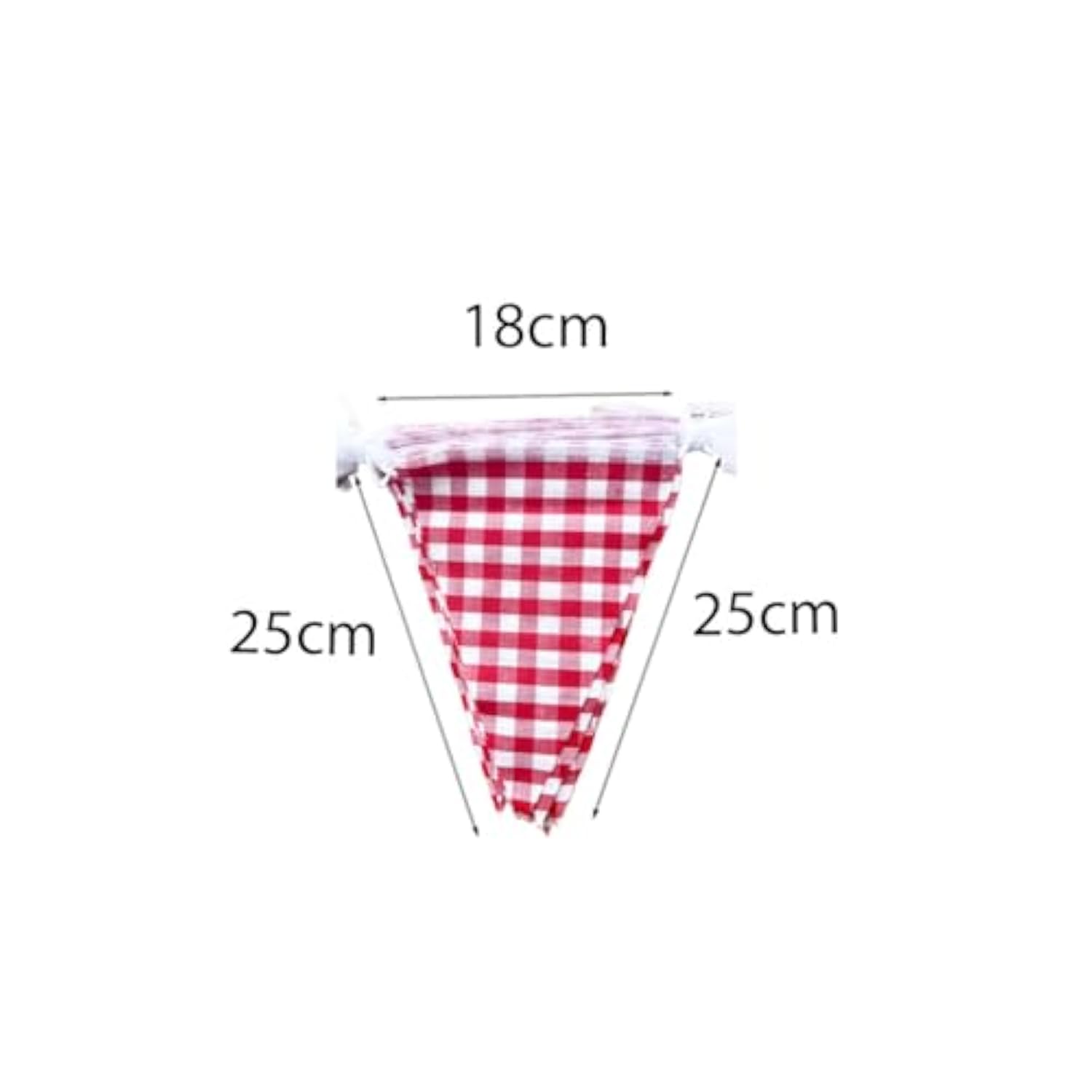 15 Meters 49Ft Red And White Cotton Fabric Checkered Pennant Banner, Party Decoration Double Sided Triangle Gingham Bunting Flags For Carnival Birthday