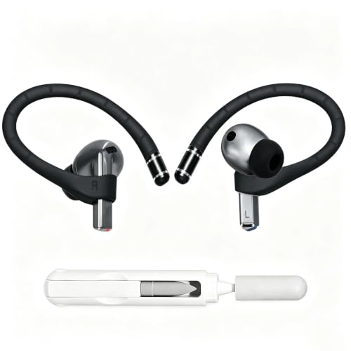 Titanium Alloy Ear Hooks for Samsung Galaxy Buds 3 Pro, Galaxy Buds 3 FE, Galaxy Buds 3 [Added Anti-Lost Lanyard & 3-in-1 Cleaning Kit], Anti-Slip