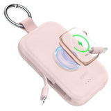 Portable Charger, 5000Mah Portable Charger Power Bank With Built-In Cables, Travel Keychain Battery Pack For Apple Watch Ultra 2/10/9/8/Ultra/7/6/Se/5, Iphone 16/15/14/13/12, Pink