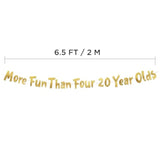 More Fun Than Four 20 Year Olds Gold Glitter Banner - Happy 80Th Birthday Party Banner - 80Th Birthday Party Decorations And Supplies