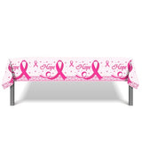 2Pcs Breast Cancer Party Tablecloth Pink Ribbon Plastic Table Covers Pink RibbonParty Supplies Breast Cancer Disposable Table Cover for Breasts Cancers Day Birthday Party Decorations,54x87In