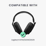 kwmobile Headband Pad Compatible with Logitech G733 / G335 / G535 Headphones - Elastic Nylon Replacement - Black/White