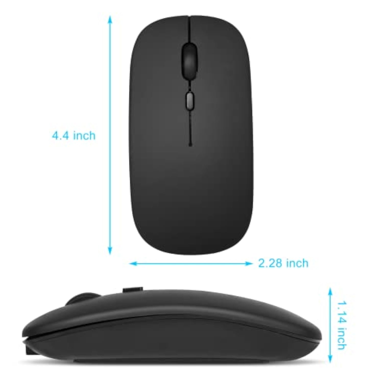 2.4Ghz & Bluetooth Wireless Mouse, Rechargeable For Laptop/Pc/Mac/Ipad Pro/Tablet/Android - Onyx Black