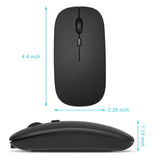 2.4Ghz & Bluetooth Wireless Mouse, Rechargeable For Laptop/Pc/Mac/Ipad Pro/Tablet/Android - Onyx Black