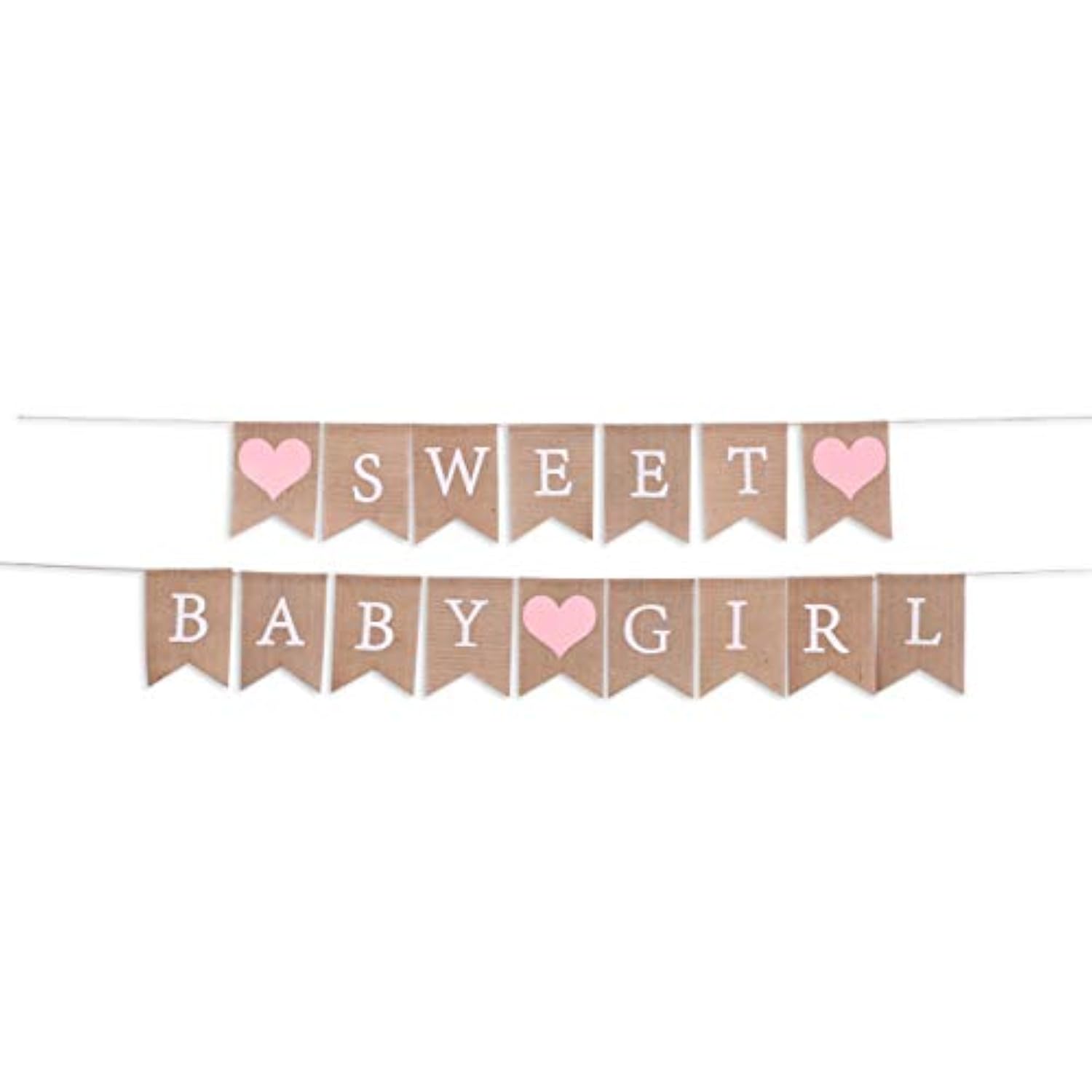 Sweet Baby Girl Burlap Banner, Rustic Baby Shower Decor, Photo Props (Pink)