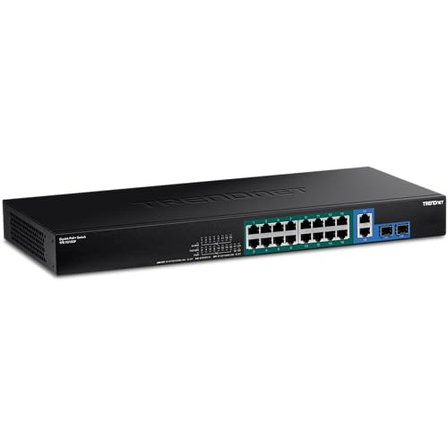 18-Port Gigabit Poe+ Switch, Tpe-Tg182F, 16 X Gigabit Poe+ Ports, 2 Gigabit Sfp Ports, 440W Poe Budget, 36Gbps Switching Capacity, 1U 19 Rack Mountable, Protection, Black