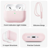 Compatible with AirPods Pro 3 Case 2025, Full Protective Hybrid Silicone for AirPods Pro 3rd Generation Case, Front LED Visible Skin Cover-Chalk Pink