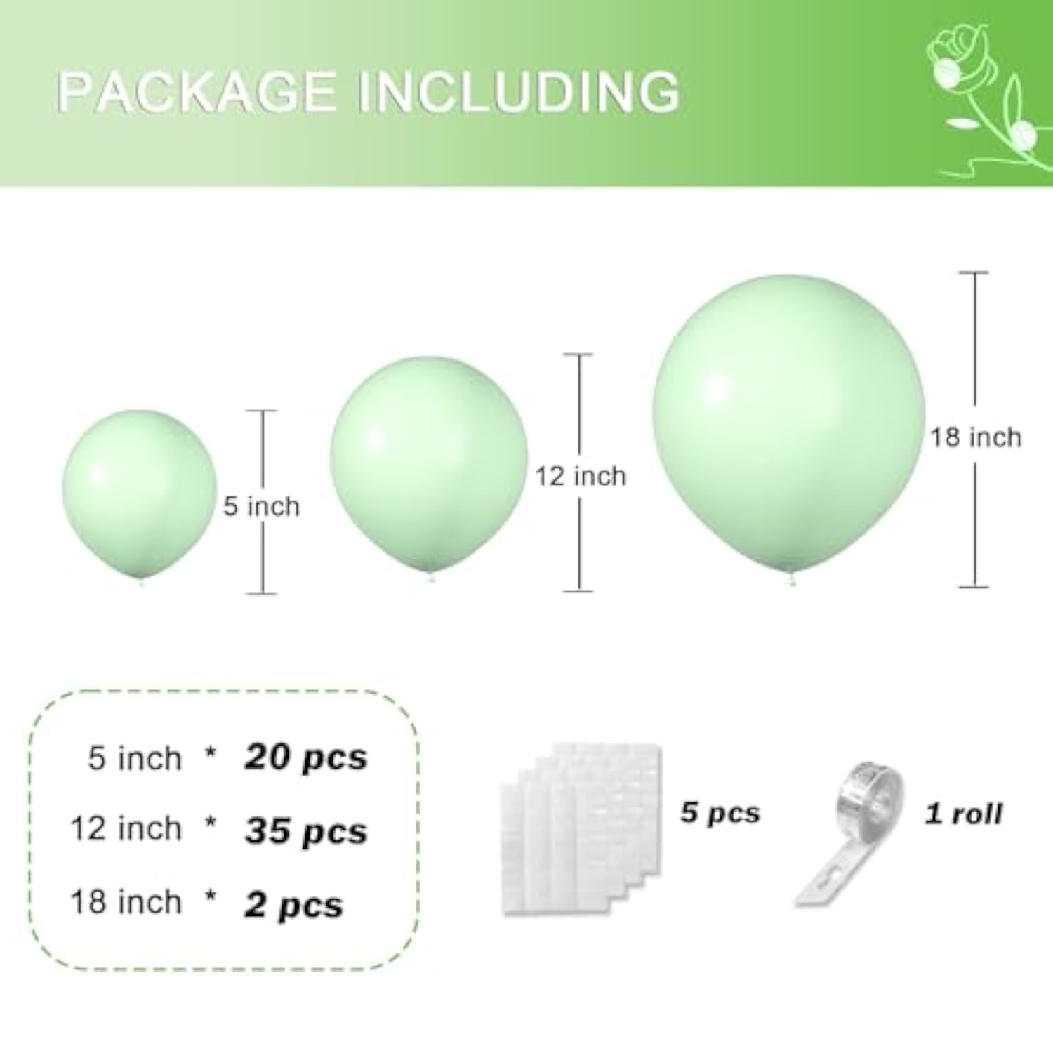 57pcs Pastel Green Balloon Garland Kit for Baby Shower & Birthday Party Decor