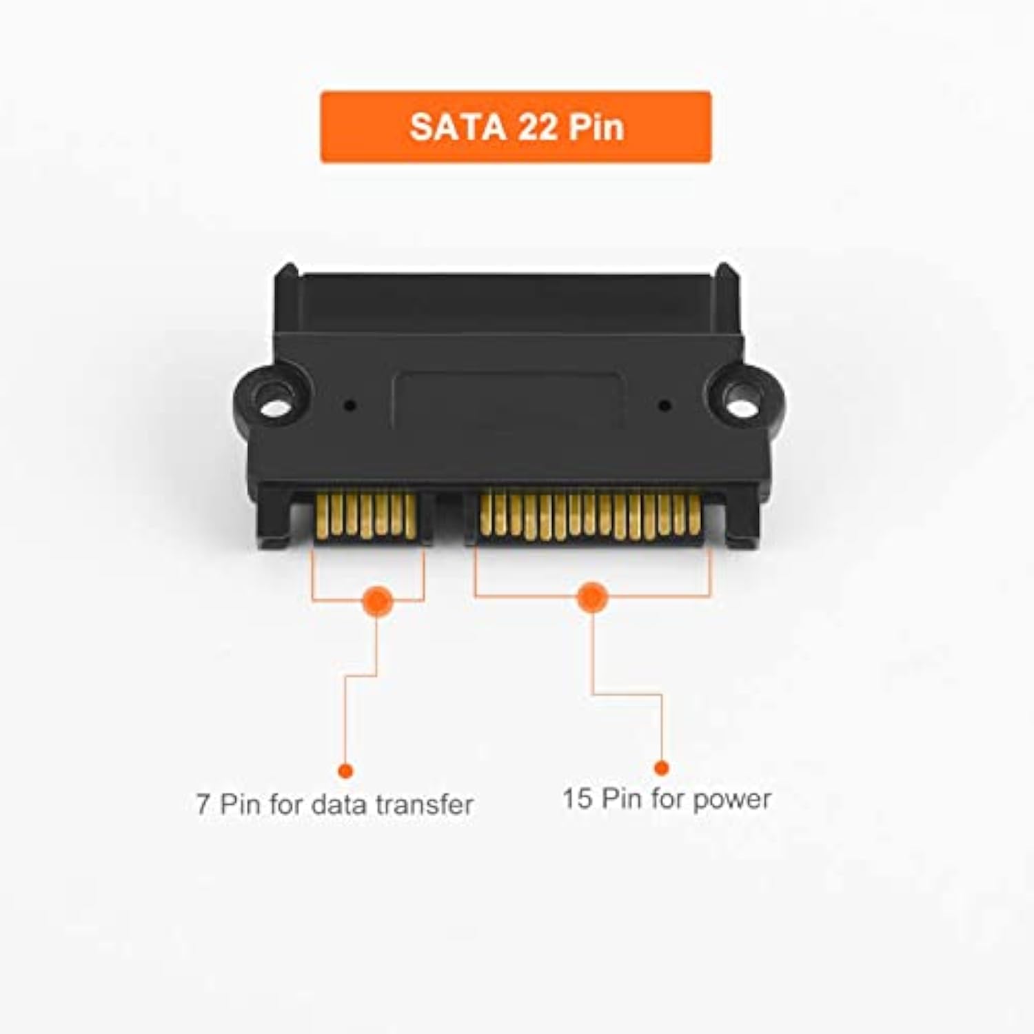 CableCreation SATA to SATA HDD Adapter,SATA 22 Pin (7+15) Male to 22 pin Femal