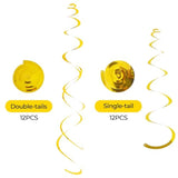 24 Pcs Gold Foil Hanging Swirl,Sparkle Ceiling Hanging Decorations, Plastic Streamer Party Decorations,Swirl Decorations With Double-Swirls And Single-Swirls For Birthday,Graduation,Easter,New Year