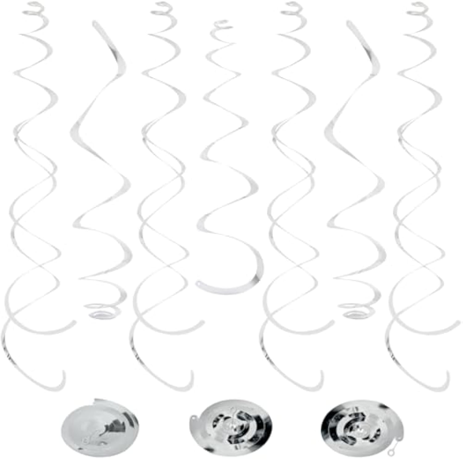 24 Pcs Silver Foil Hanging Swirl, Sparkle Ceiling Hanging Decorations, Plastic Streamer Party Decorations, Swirl Decorations With Double-Swirls And Single-Swirls For Birthday,Happy New Years