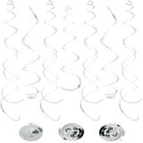 24 Pcs Silver Foil Hanging Swirl, Sparkle Ceiling Hanging Decorations, Plastic Streamer Party Decorations, Swirl Decorations With Double-Swirls And Single-Swirls For Birthday,Happy New Years