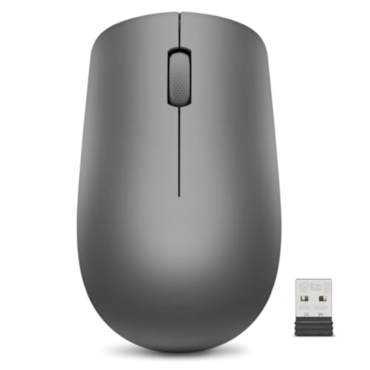 Lenovo 530 Full Size Wireless Computer Mouse for PC, Laptop, Computer with Windows - 2.4 GHz Nano USB Receiver - Ambidextrous Design - 12 Months Battery Life - Graphite Grey