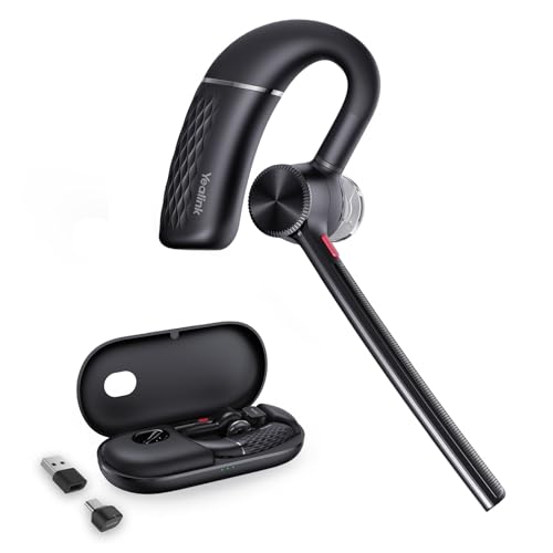 Bluetooth Headset Bh71 Pro,Teams Zoom Certified,Single Ear Wireless Headset With Charging Case,Bluetooth Earpiece With Noise Canceling Mic,Type-C/A Usb Dongle,Connect Mobile/Mac/Pc,