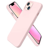 Compatible With 13 Case 6.1, Slim Liquid Silicone 3 Layers Full Covered Soft Gel Rubber Case Cover 6.1 Inch-Chalk Pink