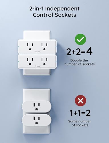 Dual Smart Plug 4 Pack, 15A Wifi Bluetooth Outlet, Work With Alexa And Google Assistant, 2-In-1 Compact Design, Home App Control Remotely With No Hub Required, Timer, Fcc And Etl Certified