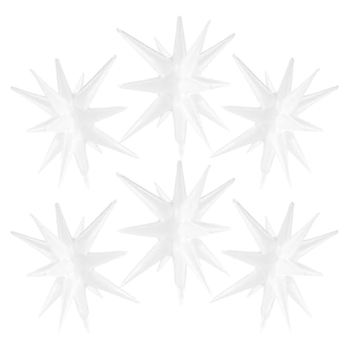 Star Balloons White Party Decorations 6 Cone Spike Explosion Star Balloon 22 Inch Mylar Foil Balloon For Wedding Christmas New Year Birthday Graduation Bachelorette Party